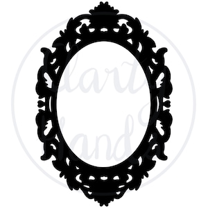 Ornate Oval Frame Digital Silhouette | Victorian Frame Cut File | Filigree Oval | Junk Journal SVG | Crafts| Outline