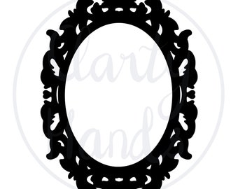 Ornate Oval Frame Digital Silhouette | Victorian Frame Cut File | Filigree Oval | Junk Journal SVG | Crafts