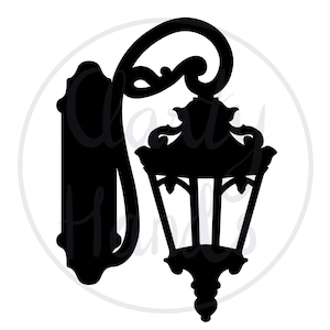 Streetlamp SVG | Wall Mounted Light Cut File | Streetlight Silhouette | Victorian Christmas | Old Fashioned | Victorian Wall Light SVG