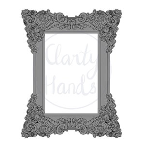 Cadre rectangulaire orné Silhouette numérique | | de fichier de coupe de cadre victorien Rectangle en filigrane | junk journal SVG | Cadre décoratif