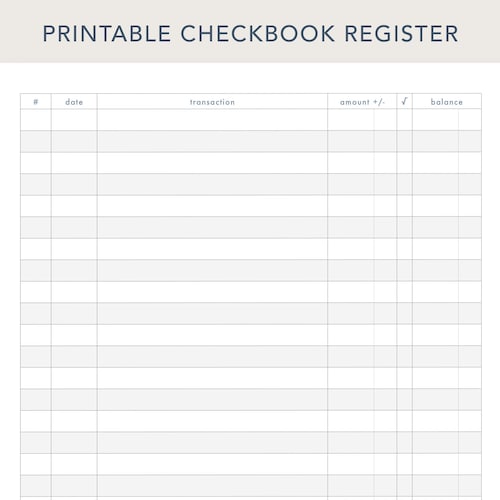 Printable Checkbook Register PDF File Prints on 8 1/2 X 11 - Etsy