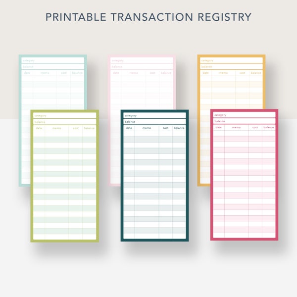 Transaction Registry, Cash Envelope Insert, Cash Transaction Register, Cash Envelope Tracker, Expense Tracker