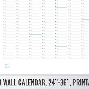 2023 Giant Wall Calendar 24&quot;x36&quot;, Large Yearly calendar Office, Number days of the year, Printable Journal, Printable
