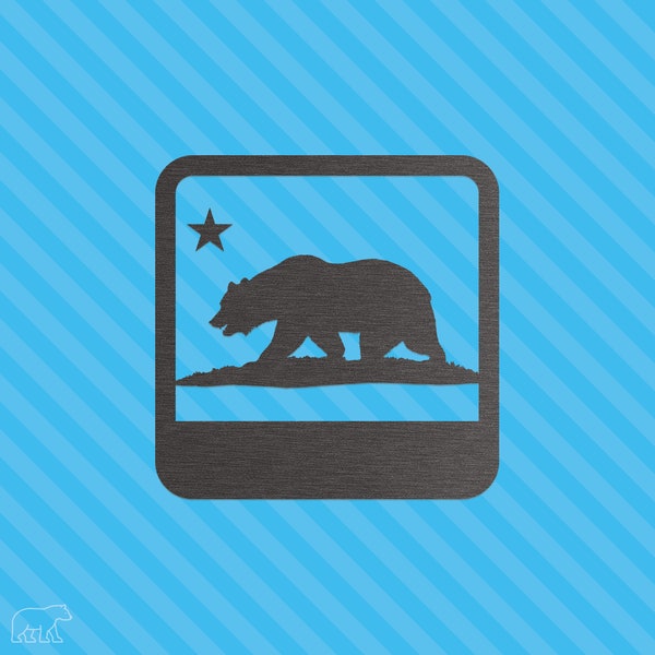 California State Flag Vinyl Sticker in White or Brushed Pewter