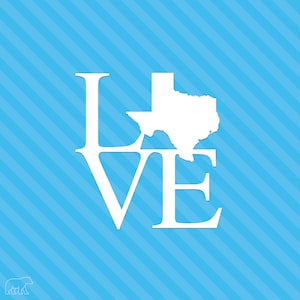 Texas Vinyl Sticker in White or Brushed Pewter