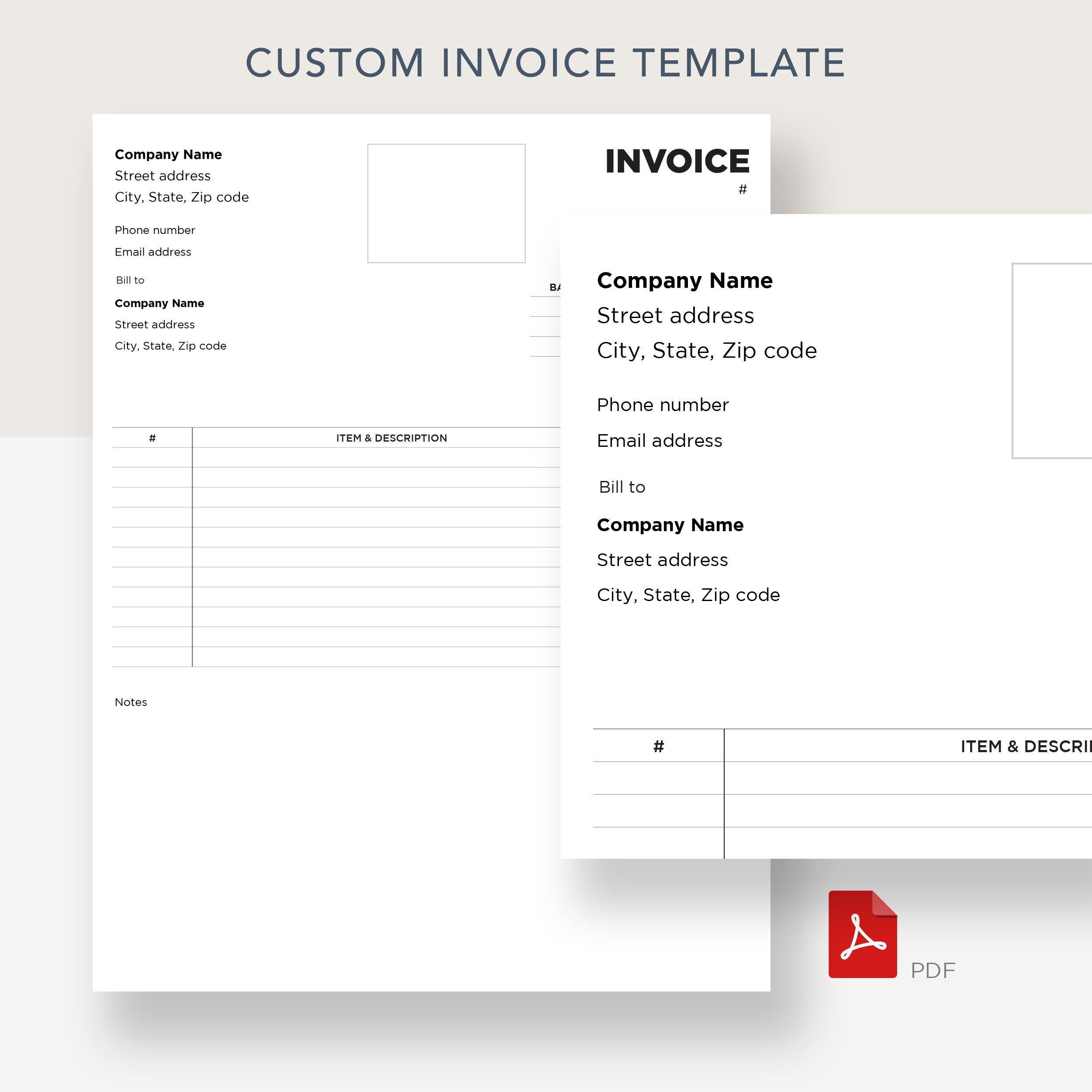 invoice template pdf etsy
