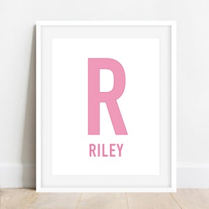 Personalized letter and name poster, Kids wall art, Room decor, Bedroom, Playroom or Home School, Custom download