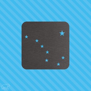 Alaska Sticker, Alaska Vinyl Sticker, Alaska Car Sticker, Alaska Art, Alaska Flag in White or Brushed Pewter