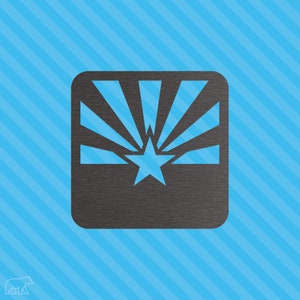 Arizona State Flag Vinyl Sticker in White or Brushed Pewter