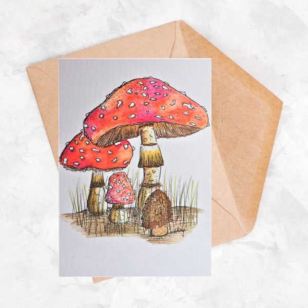 Carte aquarelle champignon