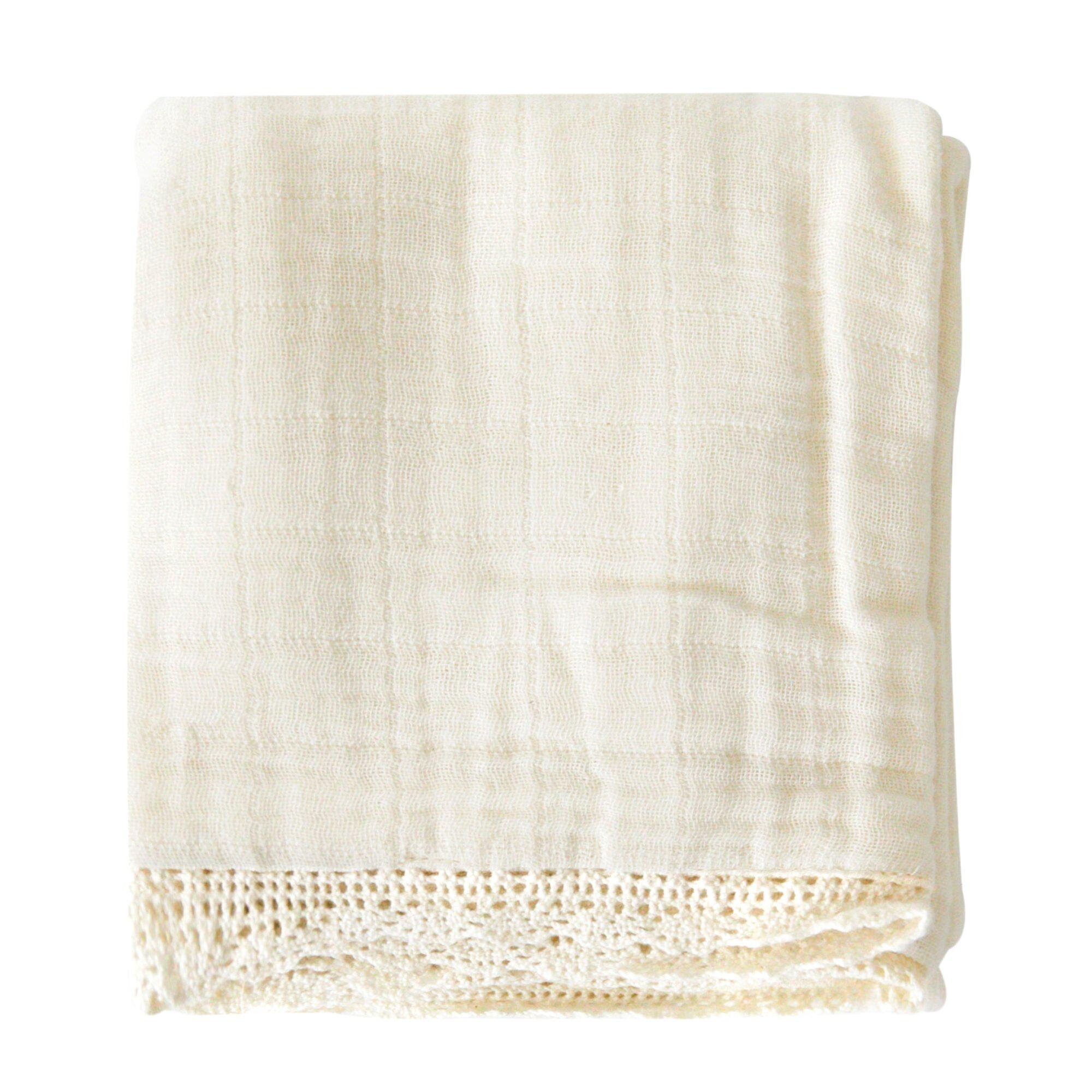 Organic Cotton Muslin Blanket Ivory Lace Etsy