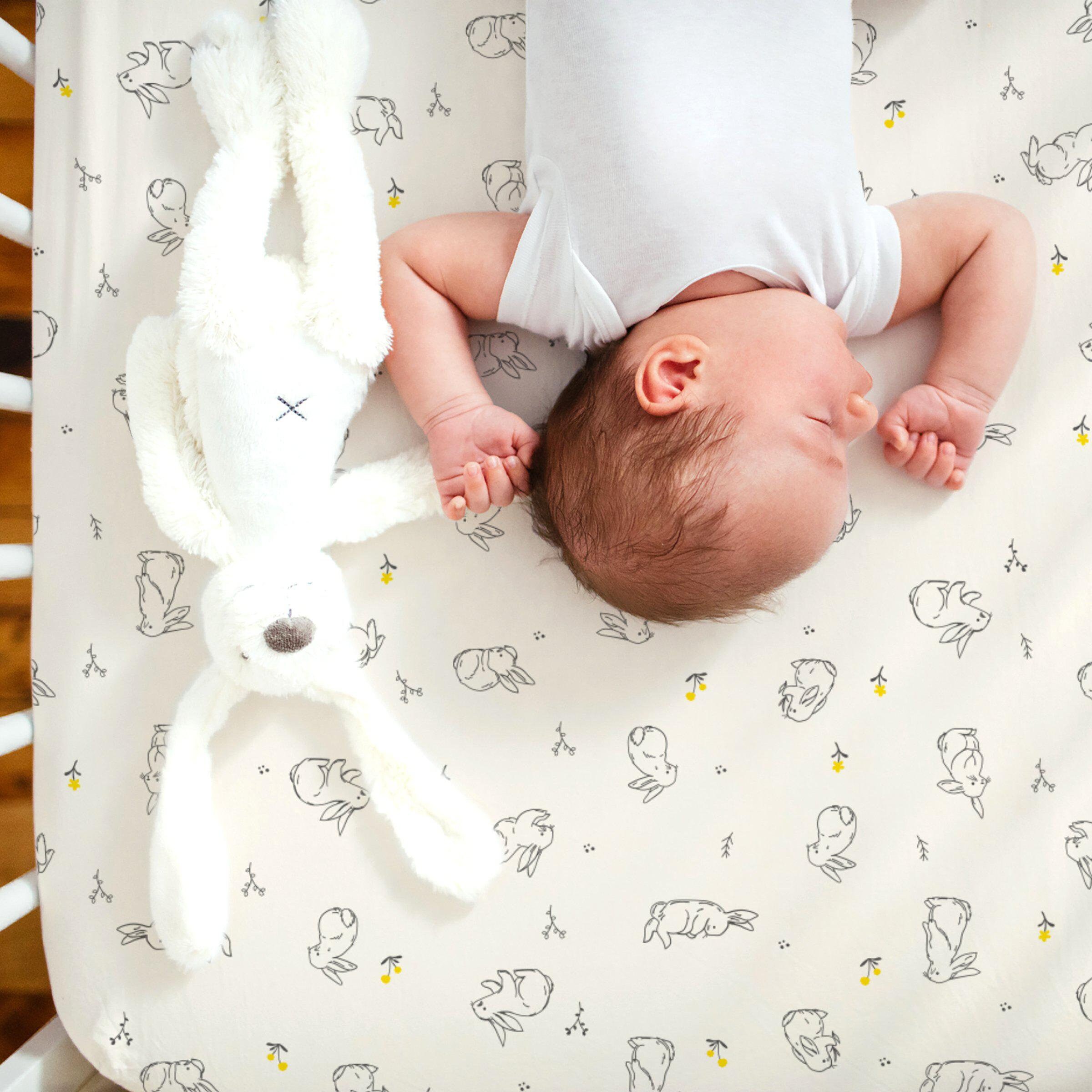 Organic Cotton Crib Fitted Sheet Bunny in the Meadow Etsy