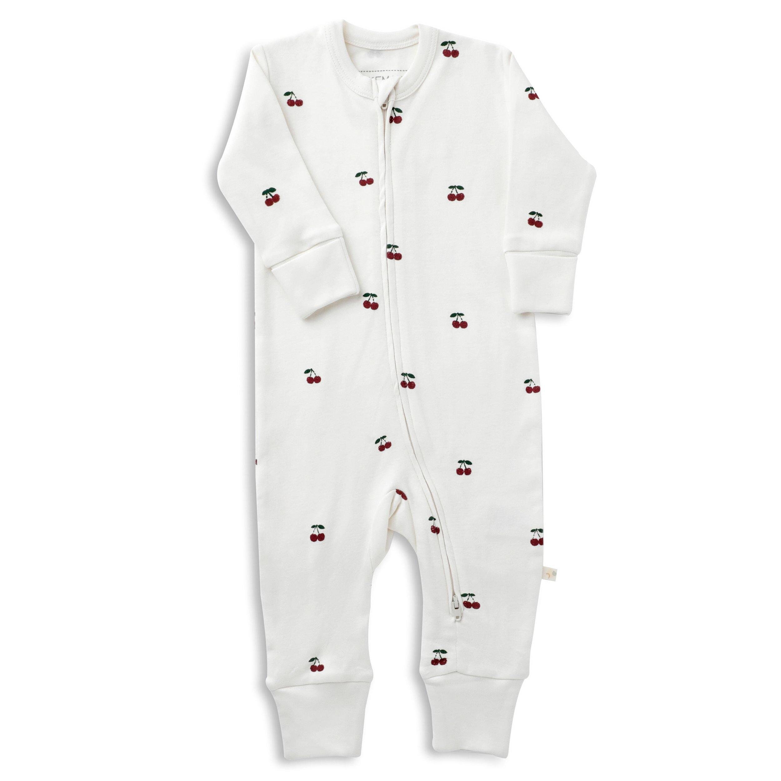 Organic Cotton '2 - Way' Zippered Romper - Cherry
