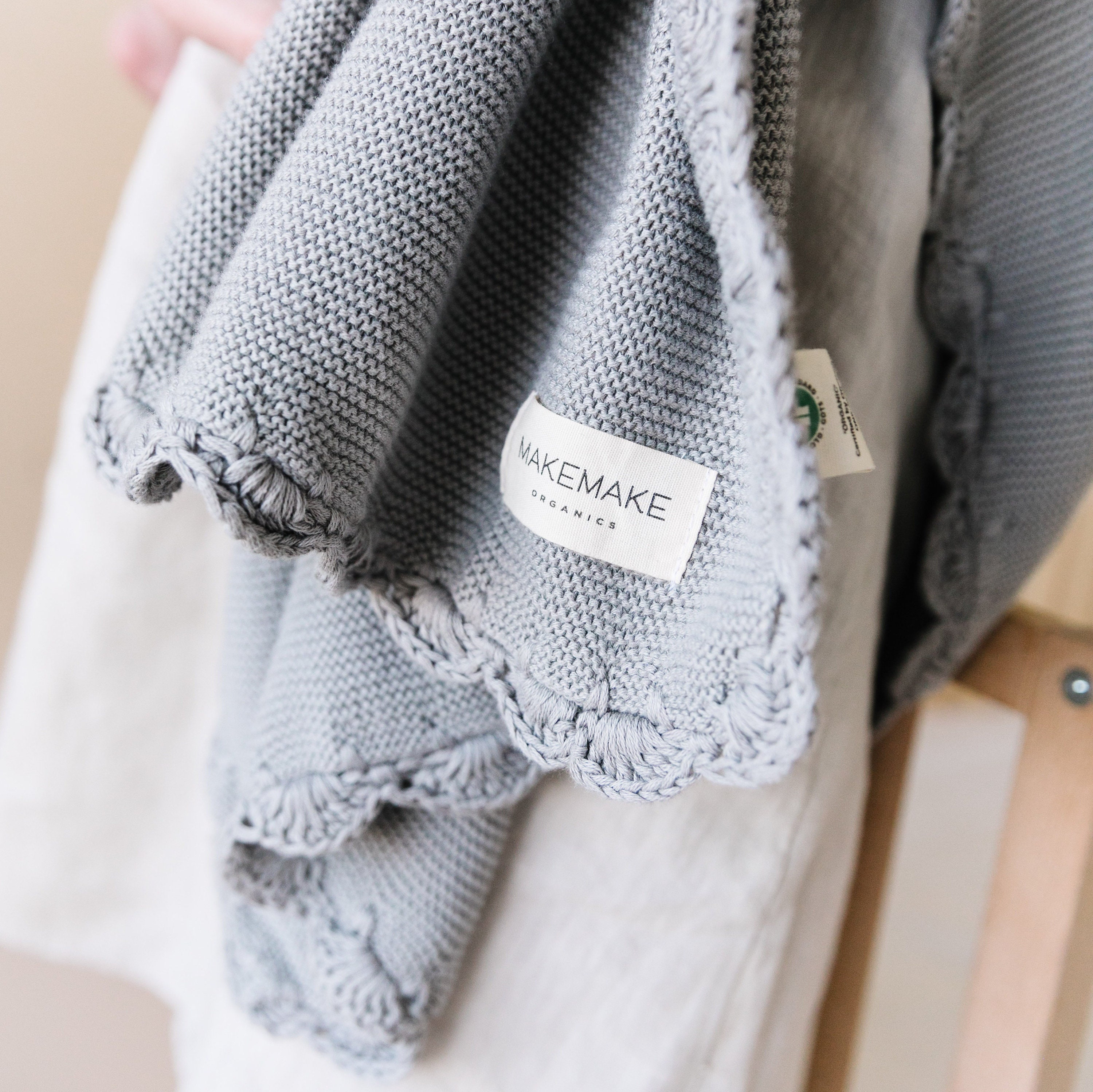 Organic Cotton Scalloped Baby Blanket Alba Gray Etsy