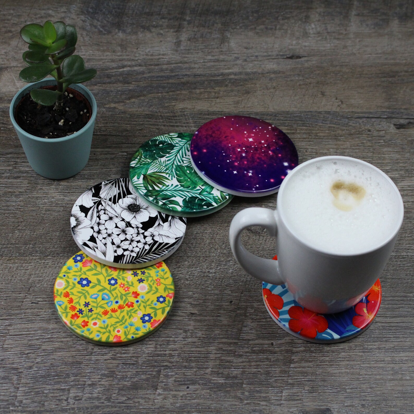 Patterned Ceramic Round Coaster Etsy
