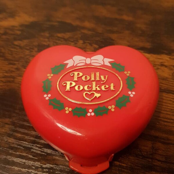 Vintage 1989 Kerst Polly Pocket Compact. Retro speelgoed