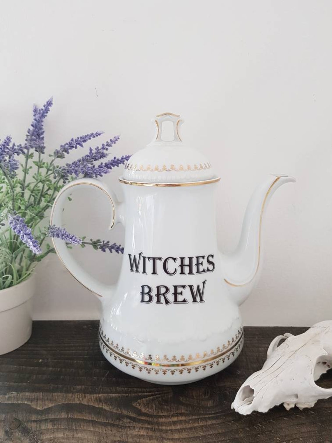 Vintage Witches Brew teapot. Gothic witch decor Etsy