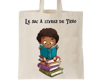 Sac bibliothèque enfant, sac bibliothèque maternelle, tote bag enfant bibliothèque, sac à livres, sac livre bibliotheque enfant