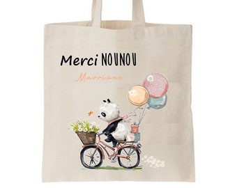 Tote bag nounou, cadeau nounou fin de contrat, sac cabas nounou, cadeau assistante maternelle, cadeau baby sitter