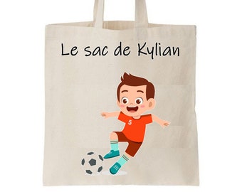 Tote bag enfant personnalisé, sac école maternelle, sac crèche, sac enfant prénom, tote bag personnalisable, sac change maternelle, sac foot