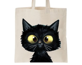 Tote bag chat, cadeau chat, chat noir