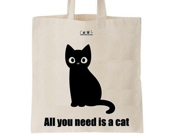 Cat tote bag, cat gift, black cat