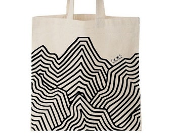 Graphic canvas bag, black and white tote bag, men's gift