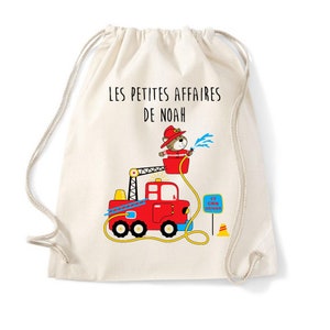 Sac enfant personnalisé, sac école maternelle, sac pour le change école, sac crèche, tote bag enfant, tote bag pompier