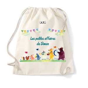 Sac enfant personnalisé, sac école maternelle, sac pour le change école, sac crèche, tote bag enfant