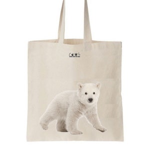 Tote bag ours polaire, sac en toile, sac fourre-tout, sac en tissu, sac en coton, sac cabas