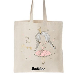 Personalized children's tote bag, nursery school bag, nursery bag, child's first name bag, cuddly toy bag, nursery changing bag, princess tote bag