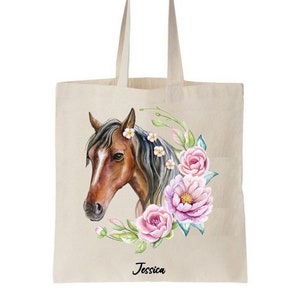 Tote bag enfant personnalisé, sac école maternelle, sac crèche, sac enfant prénom, sac à doudou, tote bag enfant fille, tote bag cheval