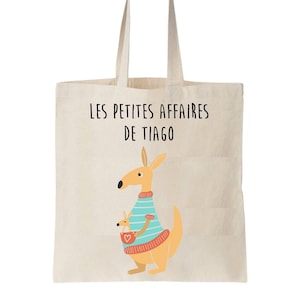 Tote bag enfant personnalisé, sac école maternelle, sac crèche, sac enfant prénom, sac à doudou, sac personnalisé enfant, tote bag kangourou