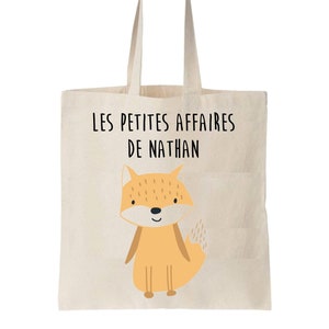 Tote bag enfant personnalisé, sac école maternelle, sac crèche, sac enfant prénom, sac à doudou, sac personnalisé enfant, tote bag renard