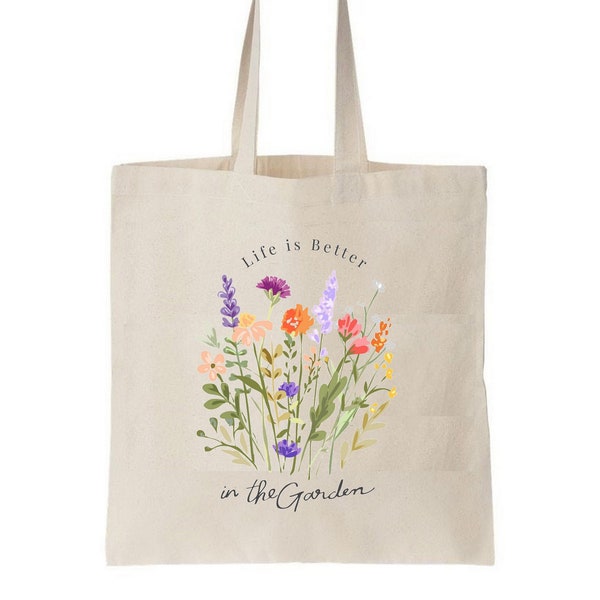 Tote bag papillon, tote bag fleurs, tote bag printemps, sac cabas, sac en tissu, sac en coton