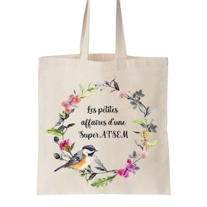 Tote bag ATSEM, cadeau atsem personnalisé, sac en toile, sac fourre-tout, sac en tissu, sac en coton, sac cabas