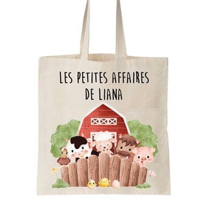 Tote bag enfant personnalisé, sac école maternelle, sac crèche, sac prénom,sac à doudou, sac change maternelle,tote bag animaux de la ferme