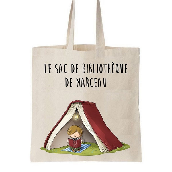 Sac bibliothèque enfant, sac bibliothèque maternelle, tote bag enfant bibliothèque, sac à livres, sac livre bibliotheque enfant