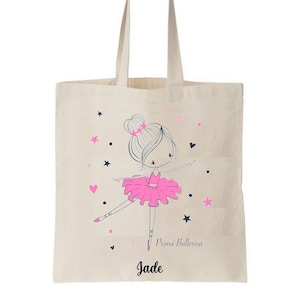 Tote bag enfant personnalisé, sac école maternelle, sac crèche, sac enfant prénom, sac à doudou, tote bag enfant fille, sac danseuse