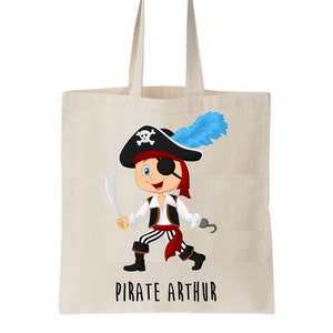 Tote bag enfant personnalisé, sac école maternelle, sac crèche, sac enfant prénom, sac à doudou, sac change maternelle, tote bag pirate