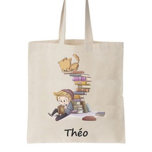 Sac bibliothèque maternelle, sac à livres, tote bag bibliothèque, tote bag enfant livres