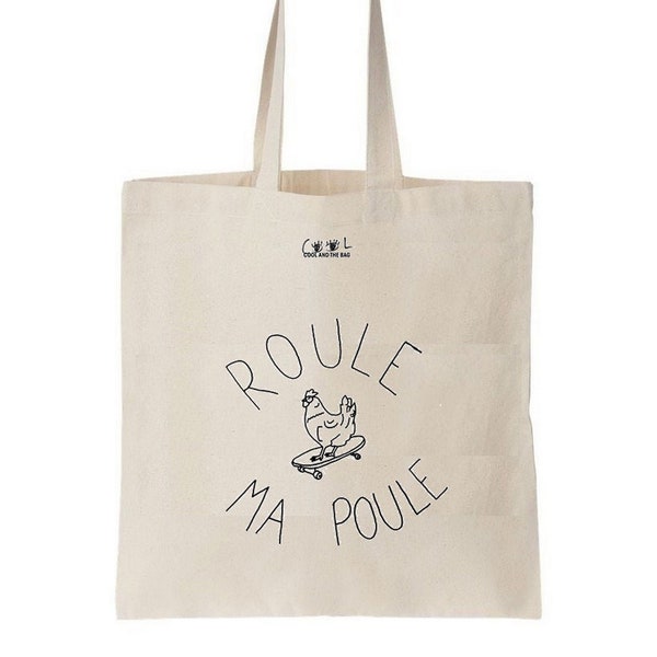 Tote bag poule, sac en toile, sac en tissu,