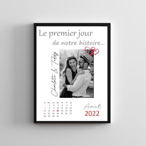 Personalized couple gift, personalized couple poster, first meeting poster, meeting date calendar, couple frame with photo