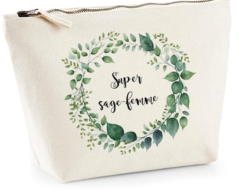 Cadeau sage femme, pochette sage femme personnalisée, sage femme en or, super sage femme