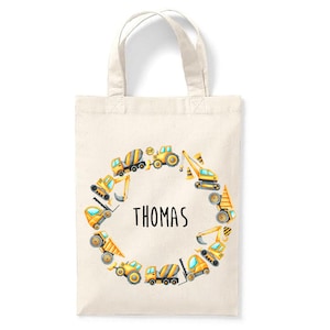 Petit tote bag enfant personnalisé 18x24cm, tote bag école maternelle, sac pour la crèche, sac à doudou, tote bag chantier