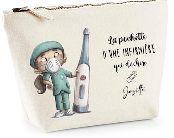 Pochette infirmière personnalisée, trousse infirmière, cadeau infirmière