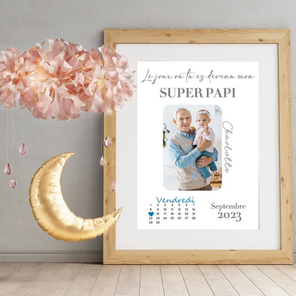 Affiche papi personnalisée, cadeau fête des grands père, cadeau fête des papi, cadeau papy, fête des grands pères, cadre personnalisé papy