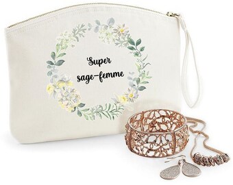 Pochette sage femme personnalisée, cadeau sage femme