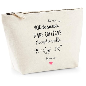 Pochette collègue, cadeau collègue de travail, trousse collègue personnalisée, super collègue, cadeau pot de départ collègue