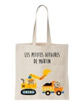 Personalized children's tote bag, nursery school bag, daycare bag, children's first name bag, cuddly toy bag, personalized children's bag, construction site tote bag product logo